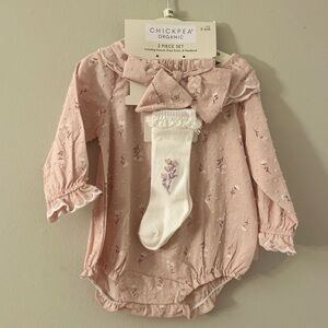 Chickpea Pink Floral Adorable 3-Piece Matching Set NWT Spring Easter